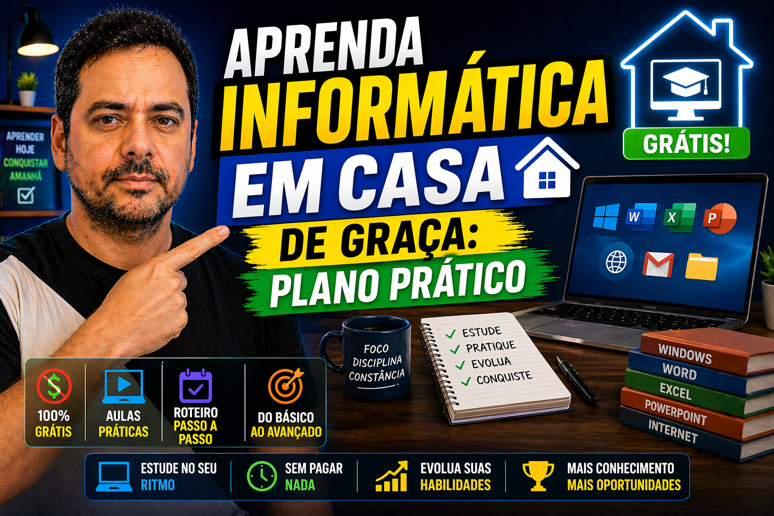 Aprenda informática em casa de graça: plano prático