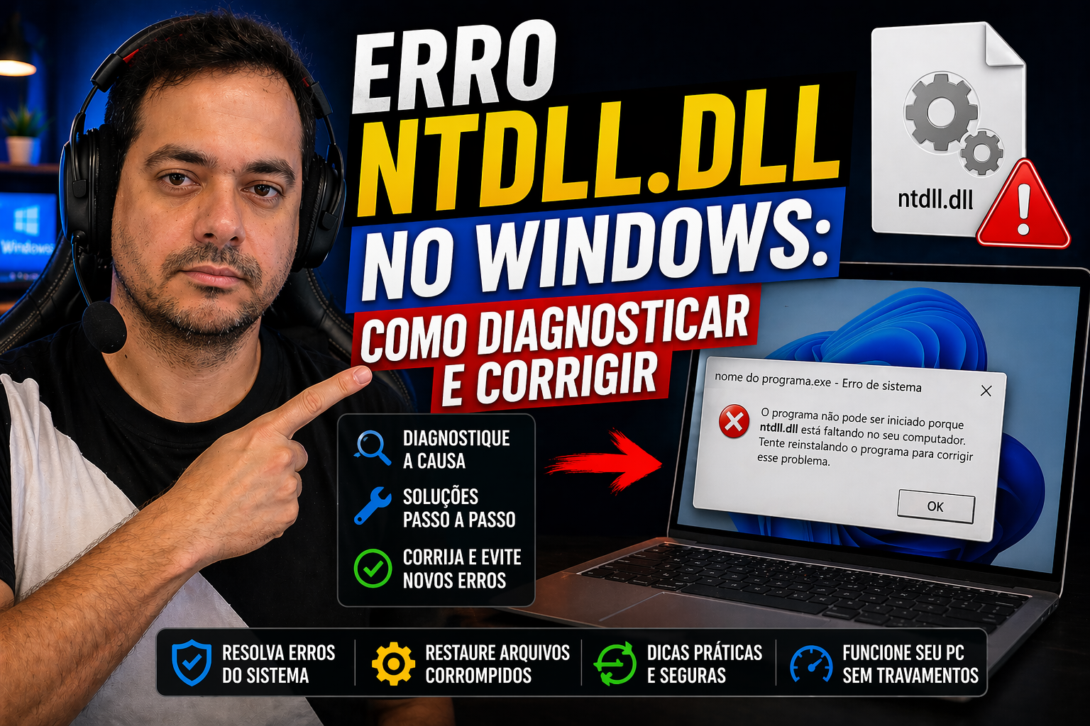 Erro ntdll.dll no Windows: como diagnosticar e corrigir