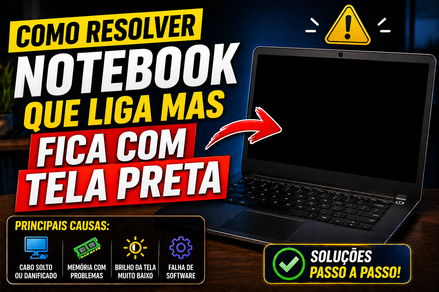 Como Resolver Notebook que Liga mas Fica com Tela Preta