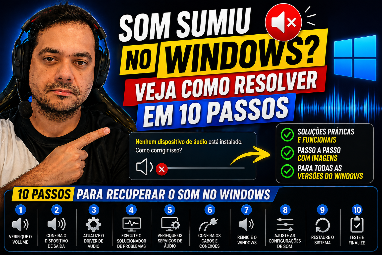Som sumiu no Windows? Veja como resolver em 10 passos