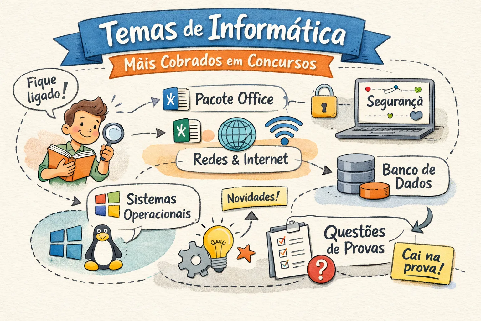 Os 10 temas de informática mais cobrados em concursos
