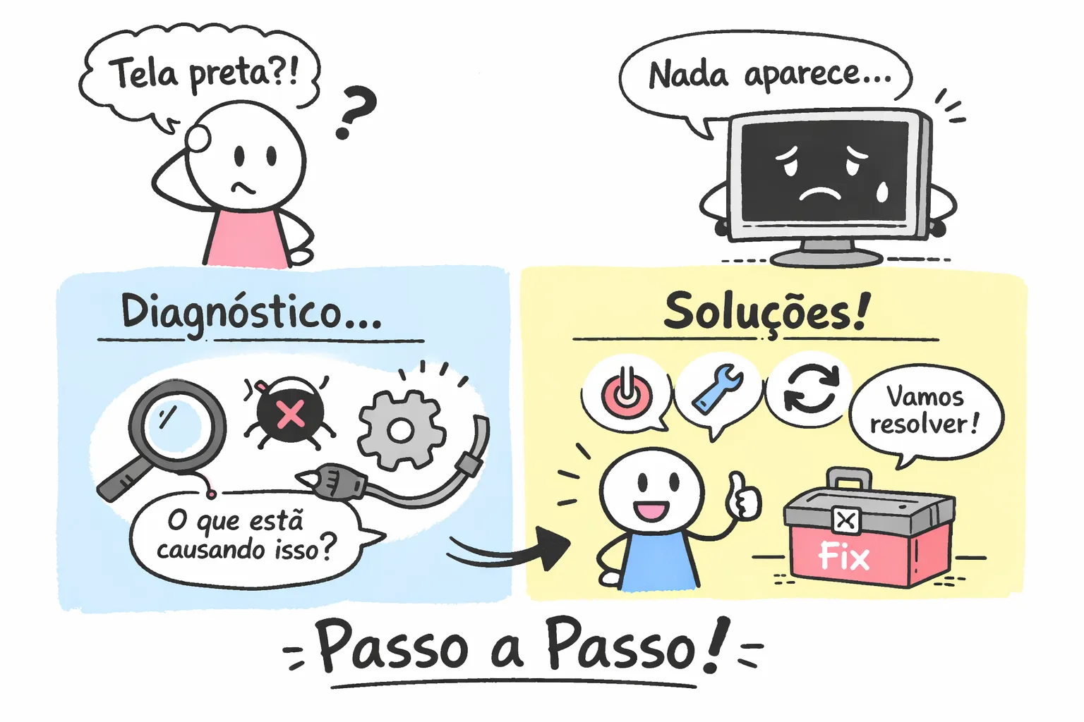 Tela do PC preta: diagnóstico e soluções