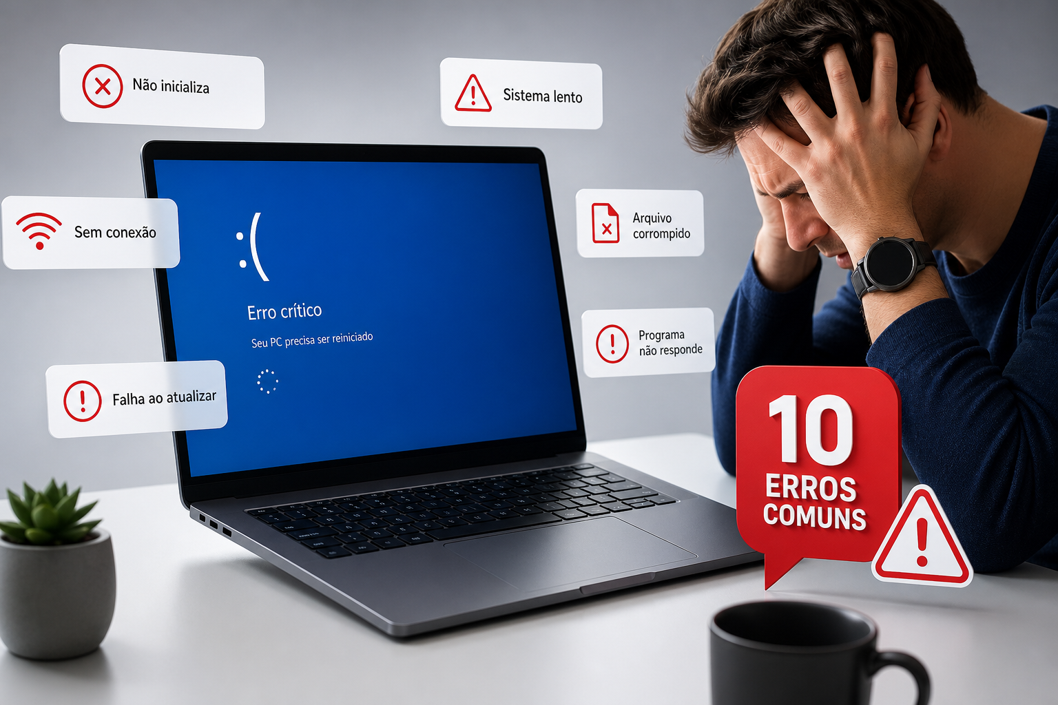 10 erros de computador que mais travam o seu dia a dia