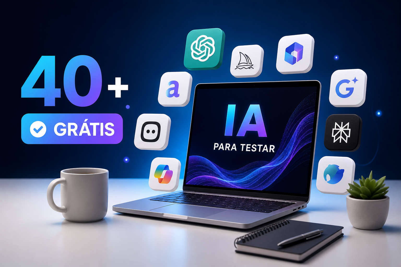 40 inteligências artificiais grátis para testar em 2026