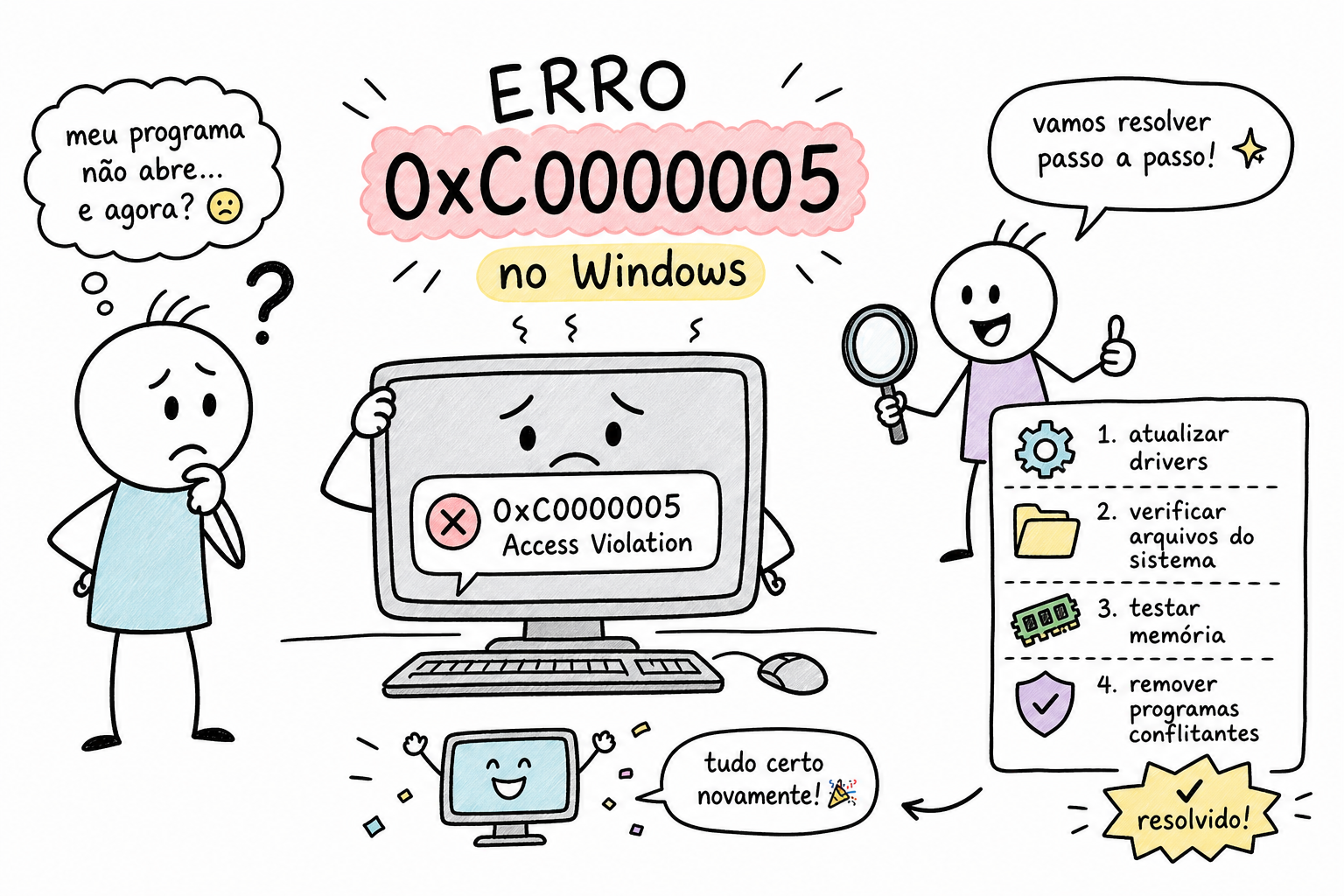 Como resolver o erro 0xc0000005 no Windows passo a passo