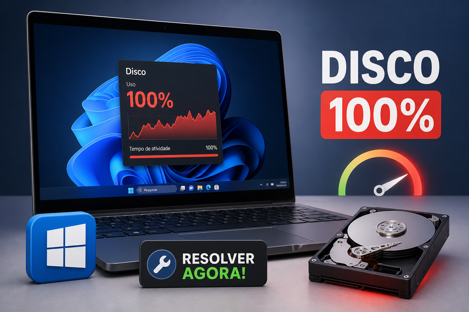 Disco a 100% no Windows: guia definitivo para resolver
