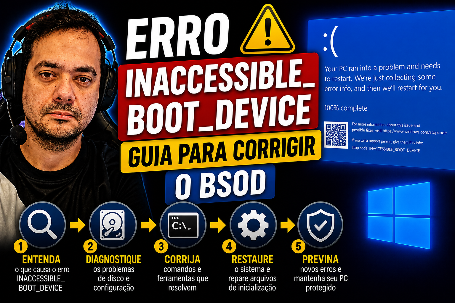 Erro INACCESSIBLE_BOOT_DEVICE: guia para corrigir o BSOD