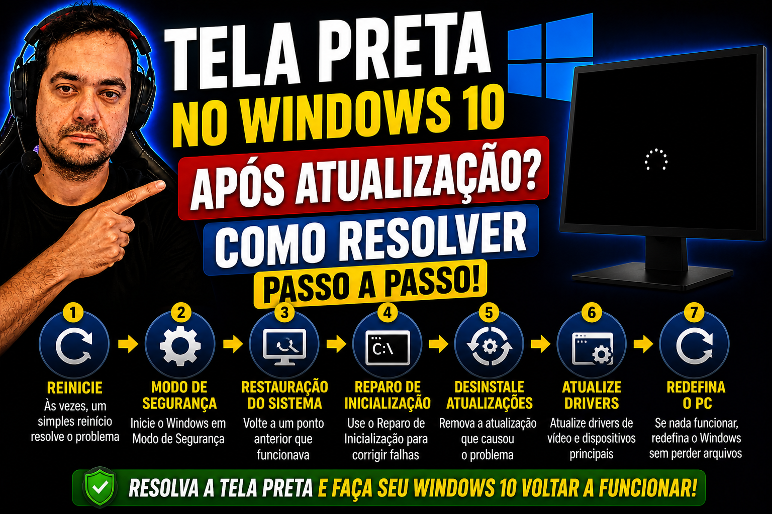 Tela preta no Windows 10 após atualização: como resolver