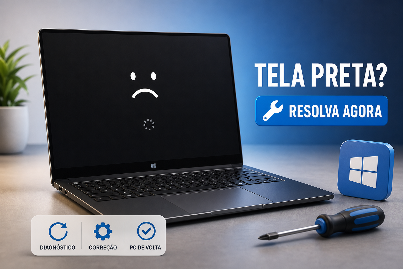 Tela preta no Windows: 12 soluções para recuperar o PC