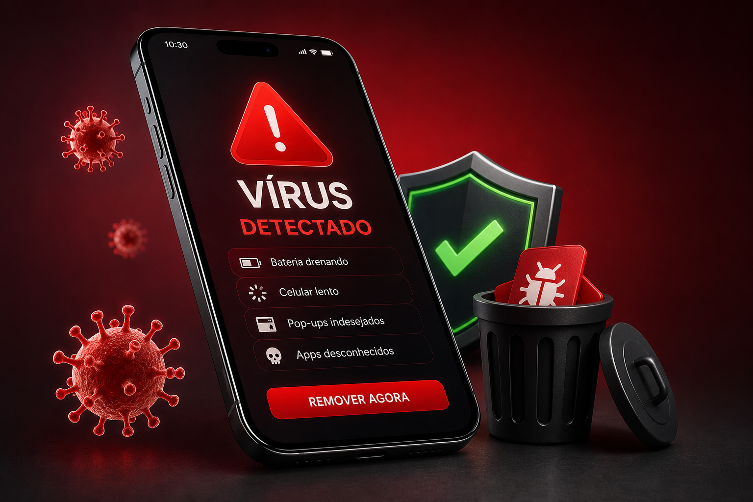 Vírus no celular: sintomas reais e como remover agora