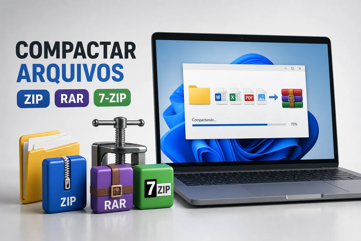 Como compactar arquivos no Windows com ZIP, RAR e 7-Zip