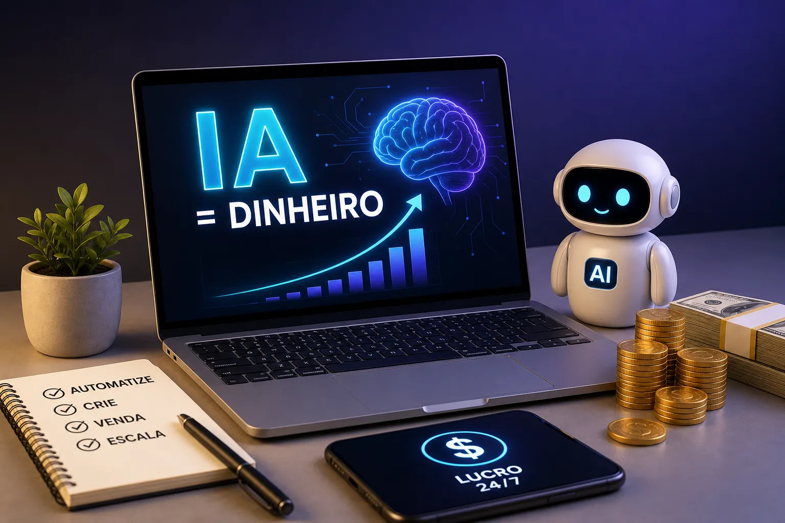 IA para ganhar dinheiro: 20 formas práticas em 2026