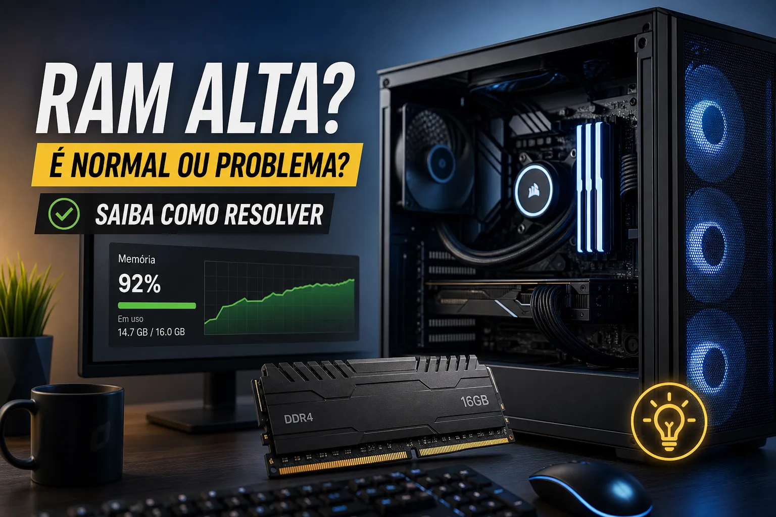 Memória RAM alta: quando é normal e como resolver no PC