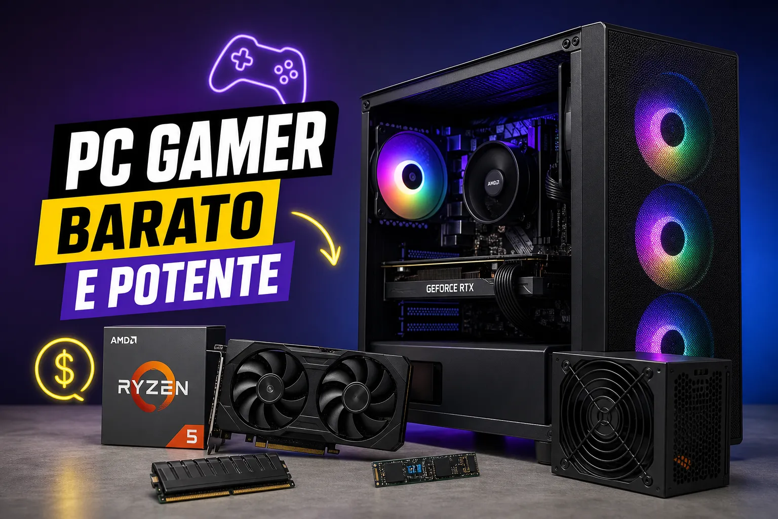 Como montar um PC gamer barato e potente em 2026